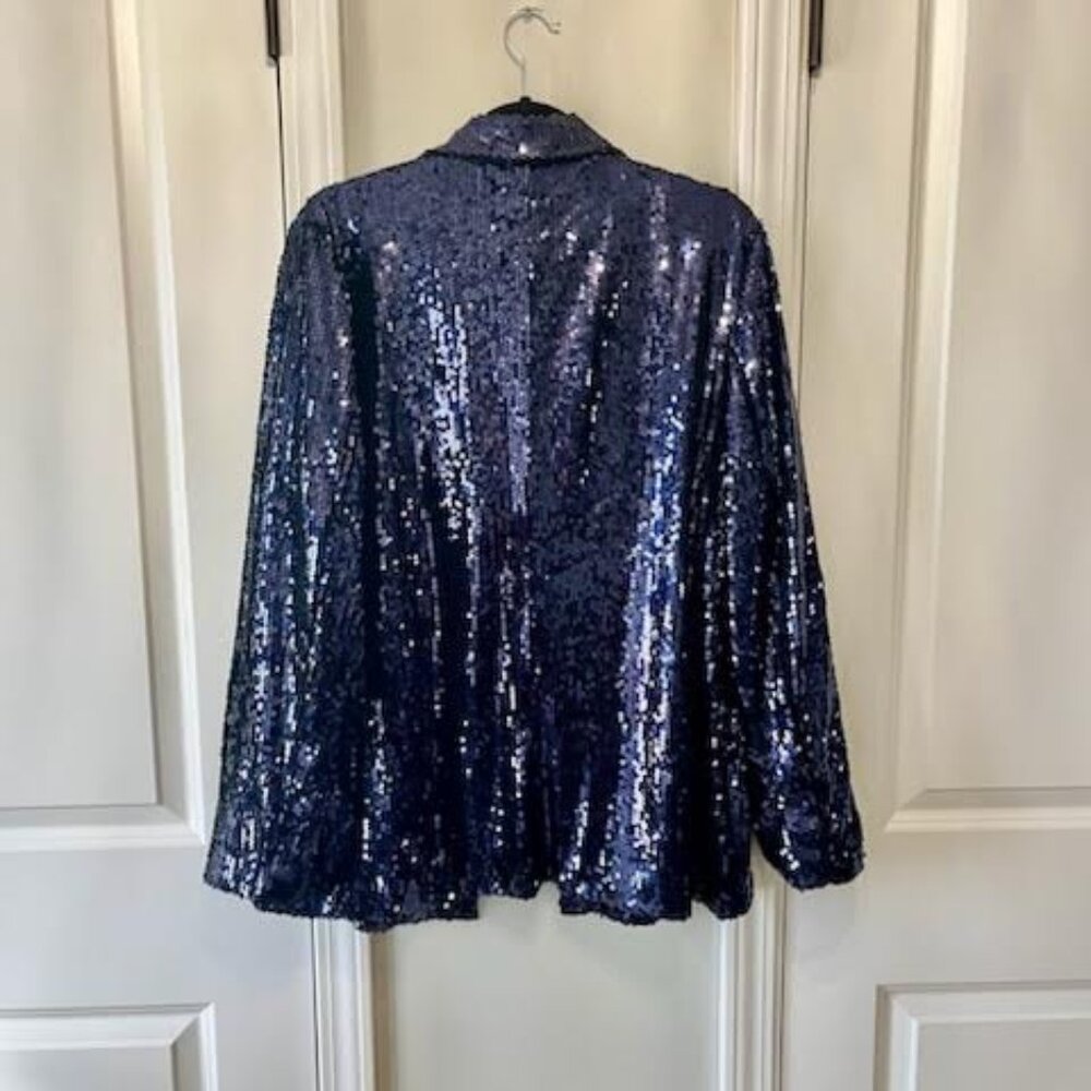 Kancy Kole, Sequined Jacket/Blazer, Womens XL, Blue - Picture 3 of 3